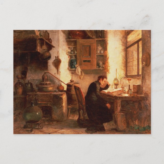 The student of chemistry and pharmacy postcard (Front)