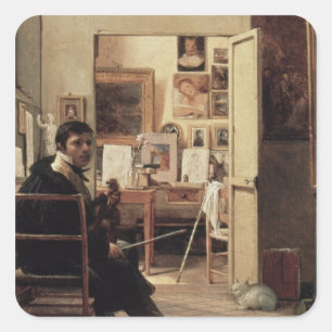 The Studio of Ingres in Rome, 1818 Square Sticker