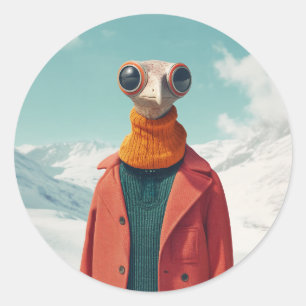 The Stylish Avian Adventurer Classic Round Sticker