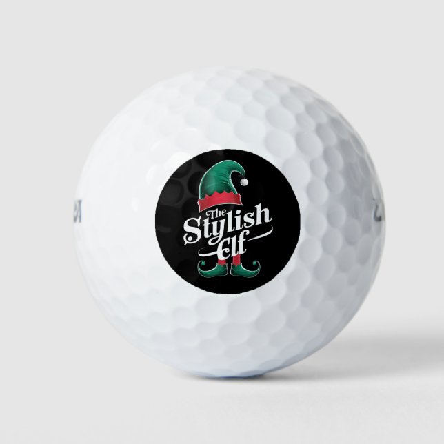 The Stylish Elf Group Matching Family Christmas  Golf Balls (Front)
