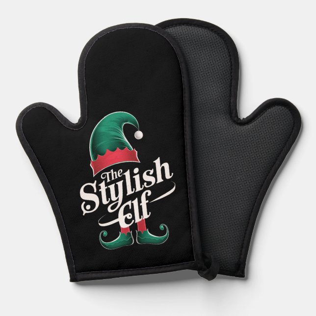 The Stylish Elf Group Matching Family Christmas  Oven Mitt (Front/Back)