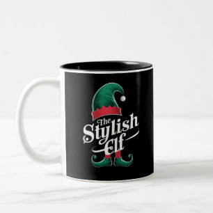 The Stylish Elf Group Matching Family Christmas  Two-Tone Coffee Mug