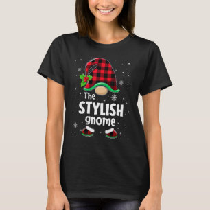The Stylish Gnome Buffalo Plaid Christmas Matching T-Shirt