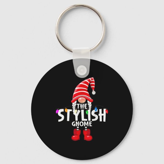 The Stylish Gnome Christmas Matching Pajama  Keychain (Front)