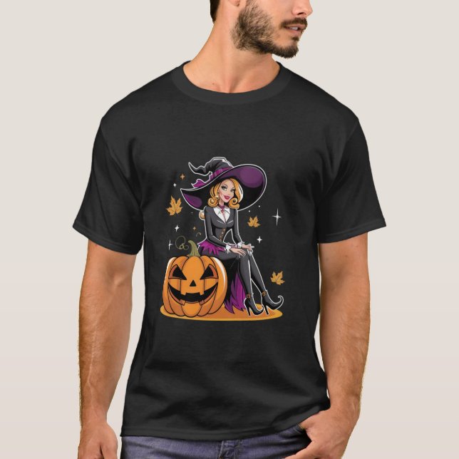 The Stylish Witch with Her Pumpkin T-Shirt (Front)