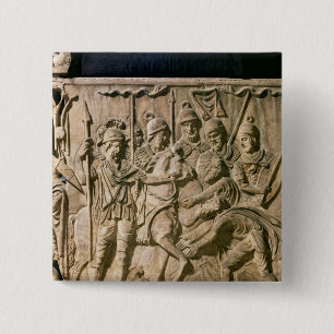 The submission of a barbarian to a Roman troop 2 Inch Square Button