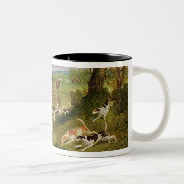 The Suffolk Hunt - Going to Cover near Herringswel Two-Tone Coffee Mug (Right)