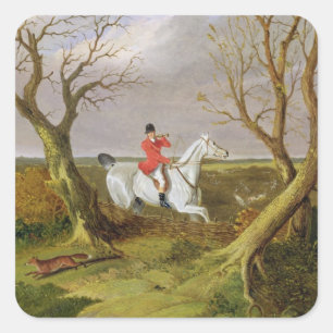 The Suffolk Hunt - Gone Away (oil on canvas) Square Sticker