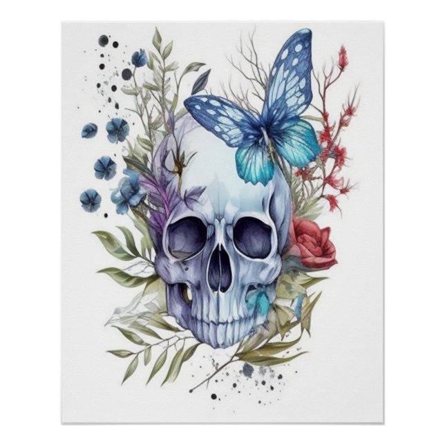 The Sugar Skull and Wildflowers Wall Art (Front)