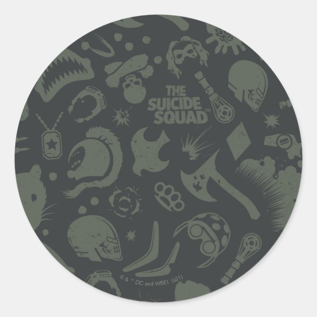 The Suicide Squad | Character Icon Pattern Classic Round Sticker (Front)