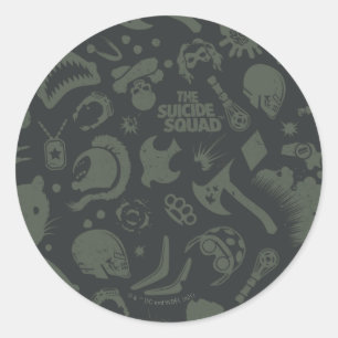 The Suicide Squad   Character Icon Pattern Classic Round Sticker