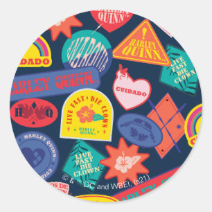The Suicide Squad   Harley Quinn Badge Pattern Classic Round Sticker