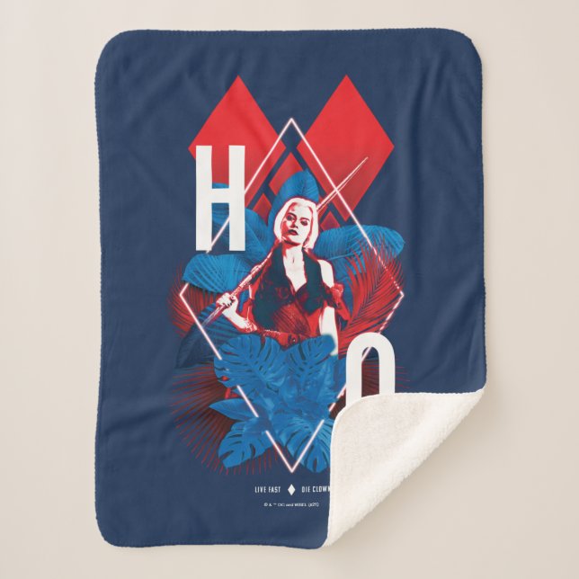 The Suicide Squad | Harley Quinn Fern & Diamonds Sherpa Blanket (Front)