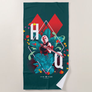The Suicide Squad Harley Quinn Floral Diamond Beach Towel