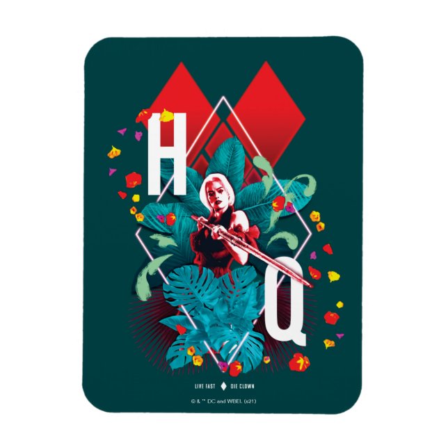 The Suicide Squad | Harley Quinn Floral Diamond Magnet (Vertical)