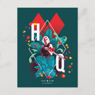 The Suicide Squad   Harley Quinn Floral Diamond Postcard