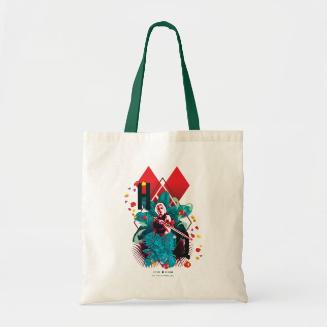 The Suicide Squad | Harley Quinn Floral Diamond Tote Bag (Front)