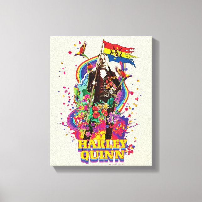 The Suicide Squad | Harley Quinn Flowers & Rainbow Canvas Print (Front)