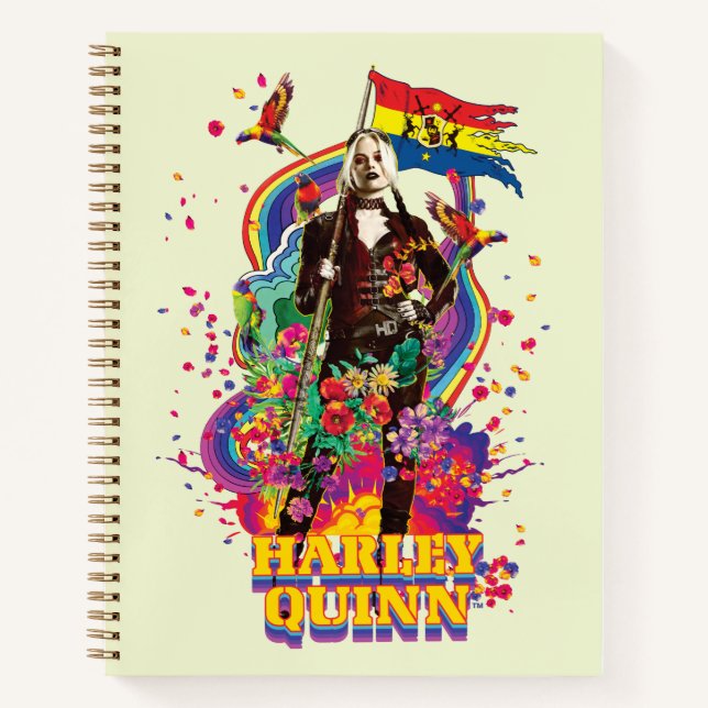 The Suicide Squad | Harley Quinn Flowers & Rainbow Notebook (Front)