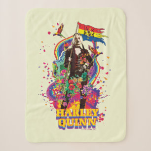 The Suicide Squad   Harley Quinn Flowers & Rainbow Sherpa Blanket