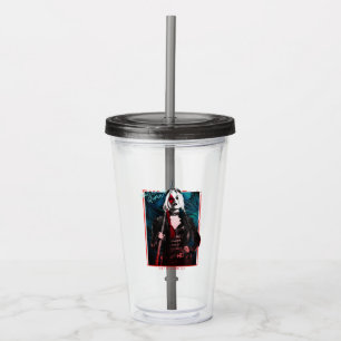 The Suicide Squad Harley Quinn & Green Ferns Acrylic Tumbler