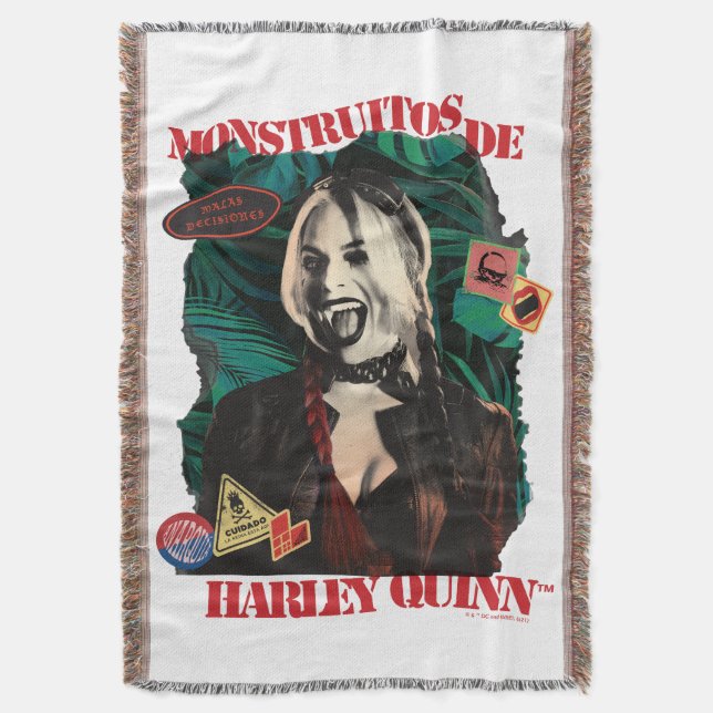 The Suicide Squad | Harley Quinn Winking Throw Blanket (Front Vertical)