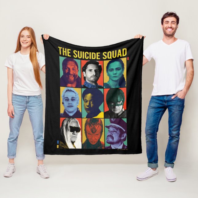 The Suicide Squad | Retro Grid With Amanda Waller Fleece Blanket (In Situ)