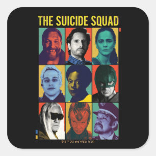 The Suicide Squad   Retro Grid With Amanda Waller Square Sticker