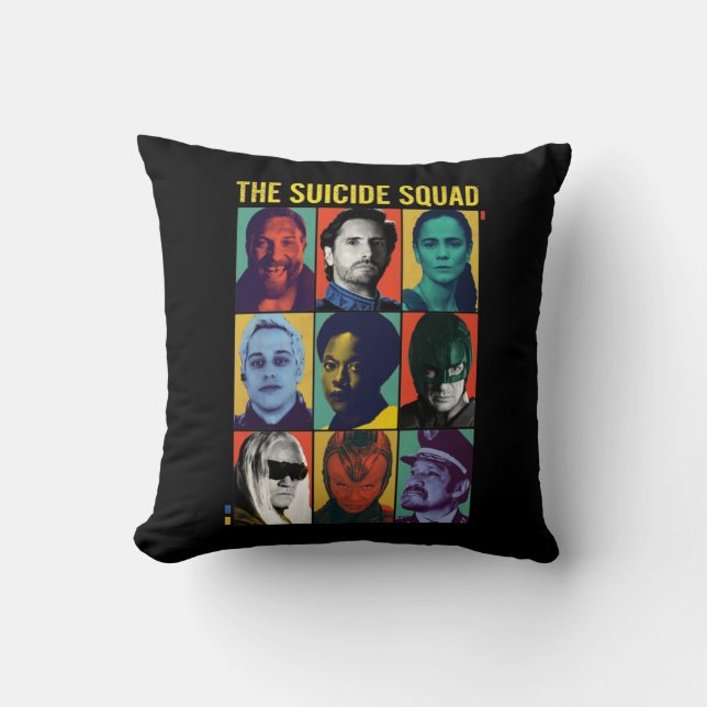 The Suicide Squad | Retro Grid With Amanda Waller Throw Pillow (Front)