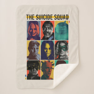 The Suicide Squad   Retro Grid With Harley Quinn Sherpa Blanket