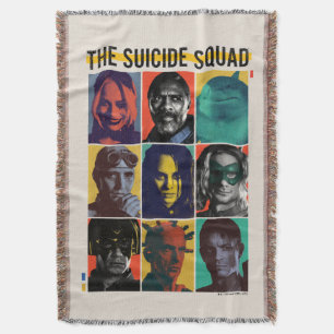 The Suicide Squad   Retro Grid With Harley Quinn Throw Blanket