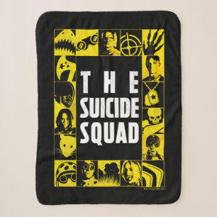 The Suicide Squad   Yellow & Black Icon Blocks Sherpa Blanket