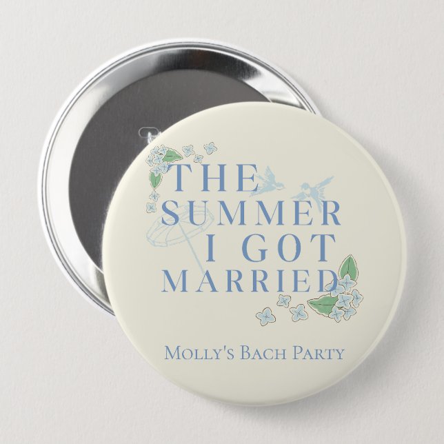 The Summer I Got Married - Coastal Bachelorette 4 Inch Round Button (Front & Back)