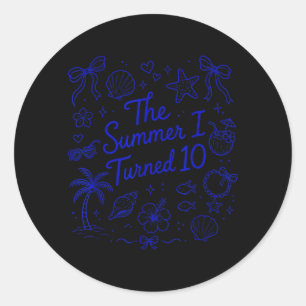 The Summer I Turned 10 Tropical Beach Birthday Classic Round Sticker