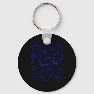 The Summer I Turned 14 Tropical Beach Birthday Keychain