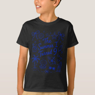 The Summer I Turned 9 Tropical Beach Birthday T-Shirt