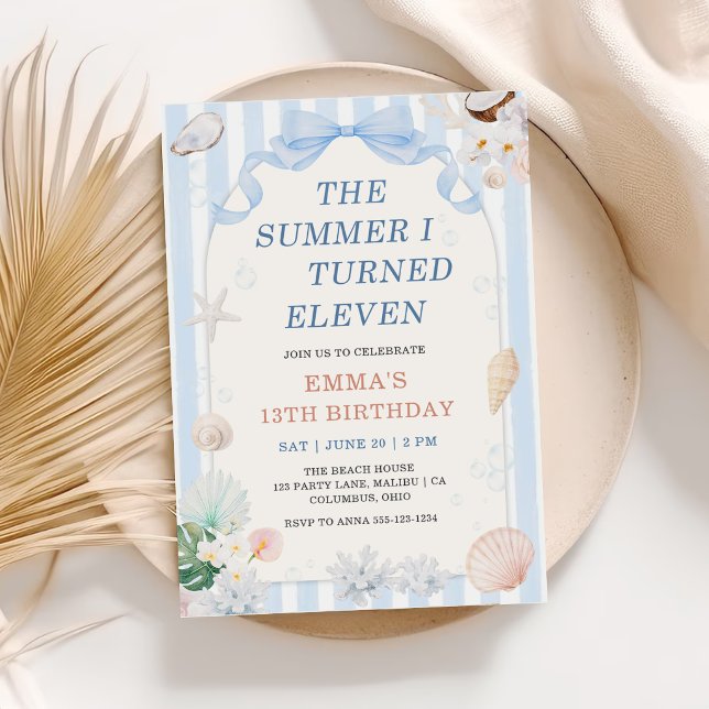 The Summer I Turned Eleven Seashell Birthday Invitation (Creator Uploaded)