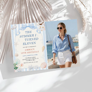 The Summer I Turned Eleven Seashell Birthday Photo Invitation