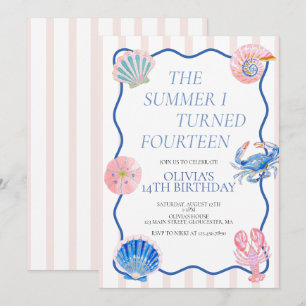 The Summer I Turned Fourteen coastal 14th Birthday Invitation