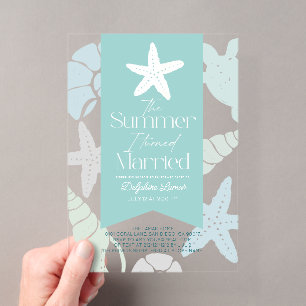 The Summer I turned Married Starfish Bridal Shower Acrylic Invitations