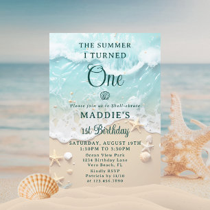 The Summer I Turned One Beach 1st Birthday Party Invitation