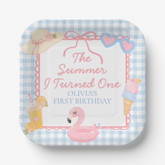 The Summer I Turned One Beach First Birthday Paper Plate (Front)