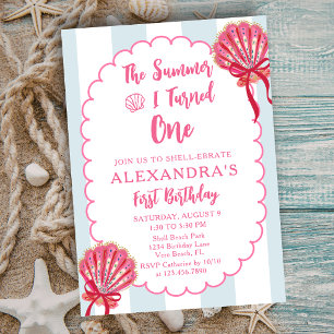 The Summer I Turned One Shell Coastal 1st Birthday Invitation