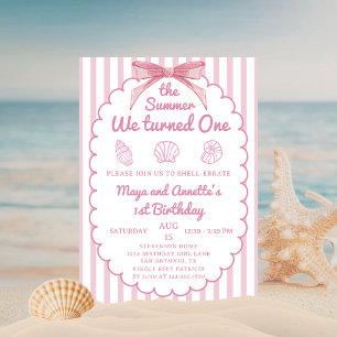 The Summer I Turned One Twin Girls 1st Birthday Invitation