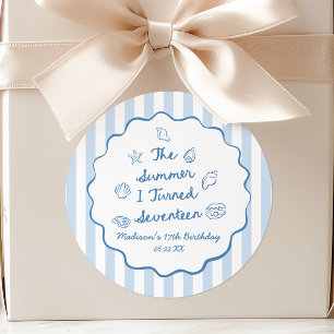 The Summer I Turned Seventeen 17th Birthday Party Classic Round Sticker