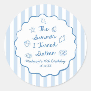 The Summer I Turned Sixteen 16th Birthday Party Classic Round Sticker