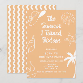 The Summer I Turned Sixteen 16th Birthday Party Invitation