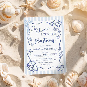 The Summer I Turned Sixteen Coastal 16th Birthday Invitation