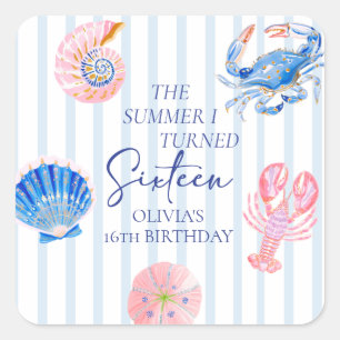 The Summer I Turned Sixteen Coastal 16th Birthday Square Sticker