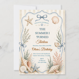 The Summer I Turned Thirteen Birthday Invitation